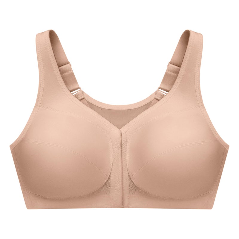 Glamorise Posture Back Front-Closure Full Figure Plus Size MagicLift Bra Wirefree #1265 CafÃ© - Image 3